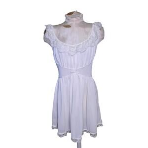 Vintage Off White Nylon Nightgown Slip Dress